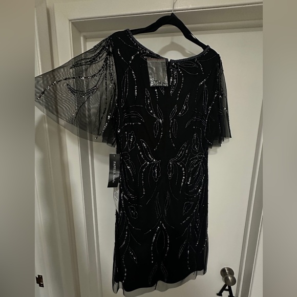 Women's Beaded V Neck Short Dress - Picture 7 of 7